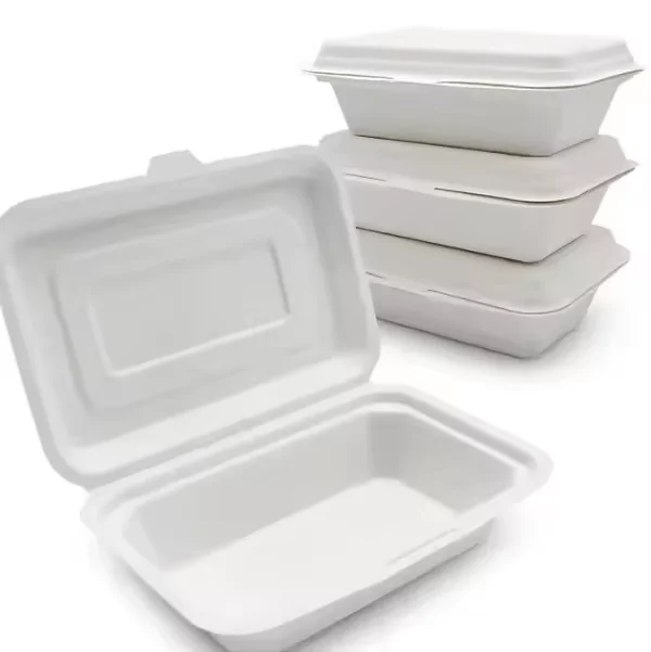 Bagasse 9x6 inch  bagasse clamhsell box lunch box food container
