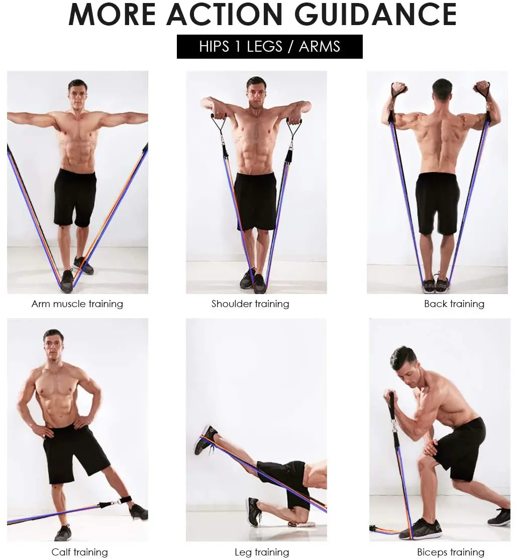 Resistance Tube Resistant tube Bands Set 11 PCS With Carrying Bag Muscle Building Strength Training Yoga Pull Rope Home Gym