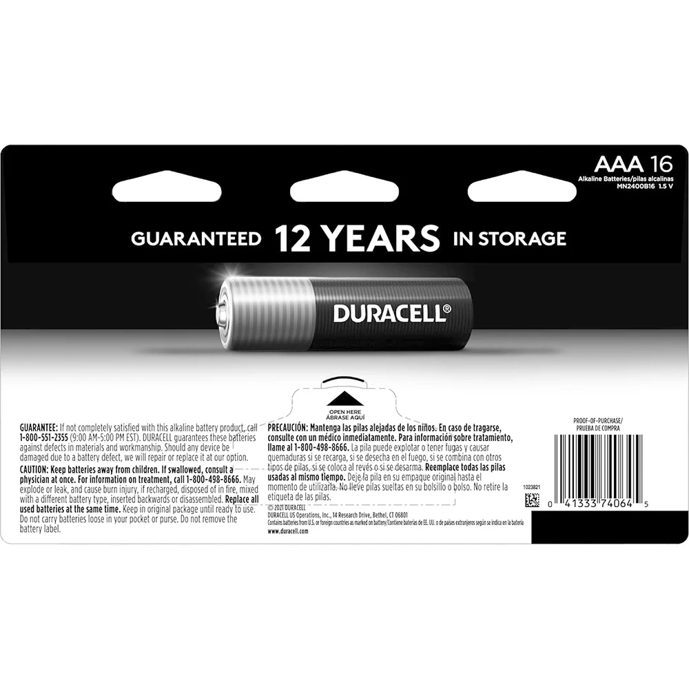 Аккумуляторы Duracell 16 шт. тройная батарея с длительным питанием щелочные батареи AAA для дома