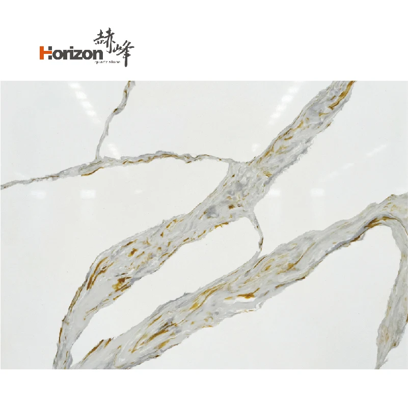 2023 Horizon calacatta quartz stone countertops slab artificial stone table tops handmade quartz slabs