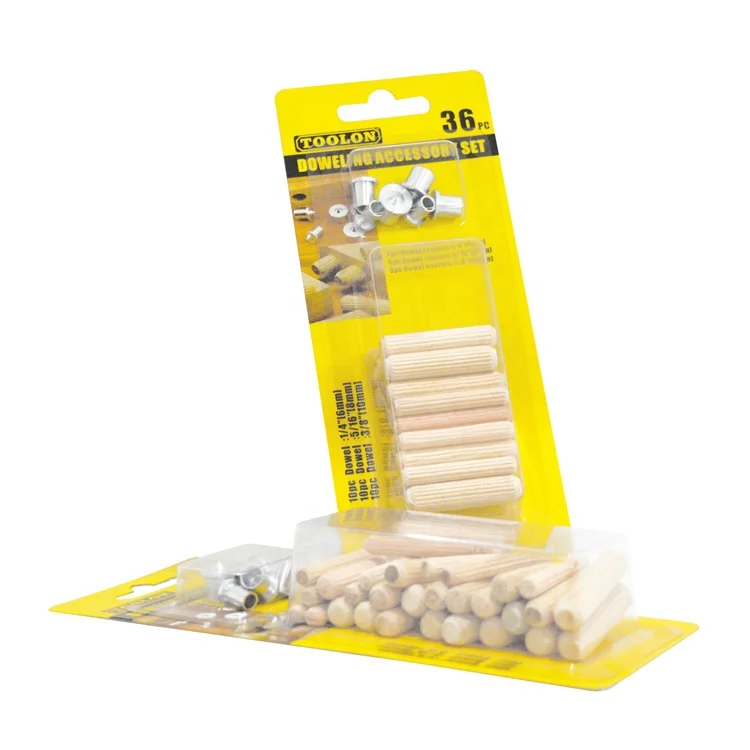 TOOLON Factory Wholesale 36 Pieces Wood Dowel Pins Set With Tenon Center Point Transfer Plug Woodworking Alignment Accessory