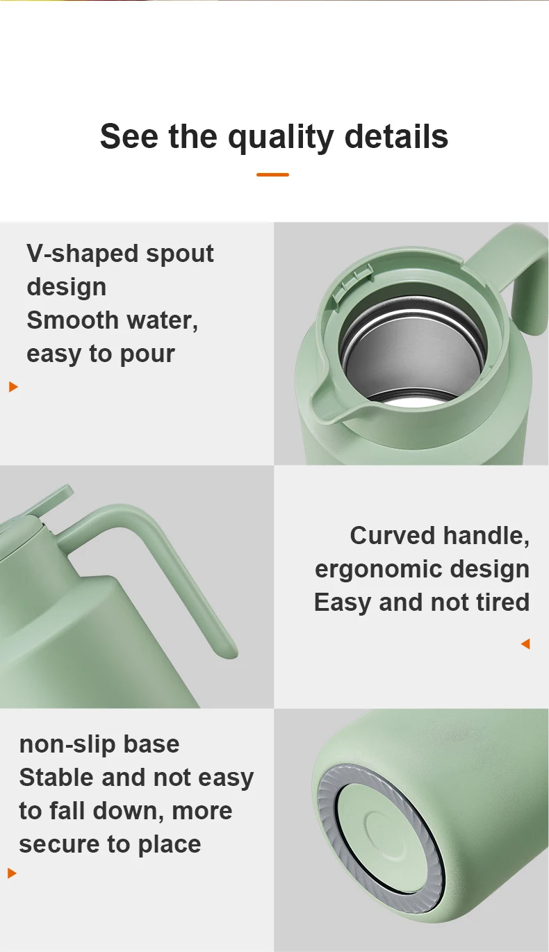 Wholesale 1600ml Thermos Bottle Coffee Hot&Cold water 48 hrs keep temp 304 SUS water bottle vacuum insulated thermos with Cover