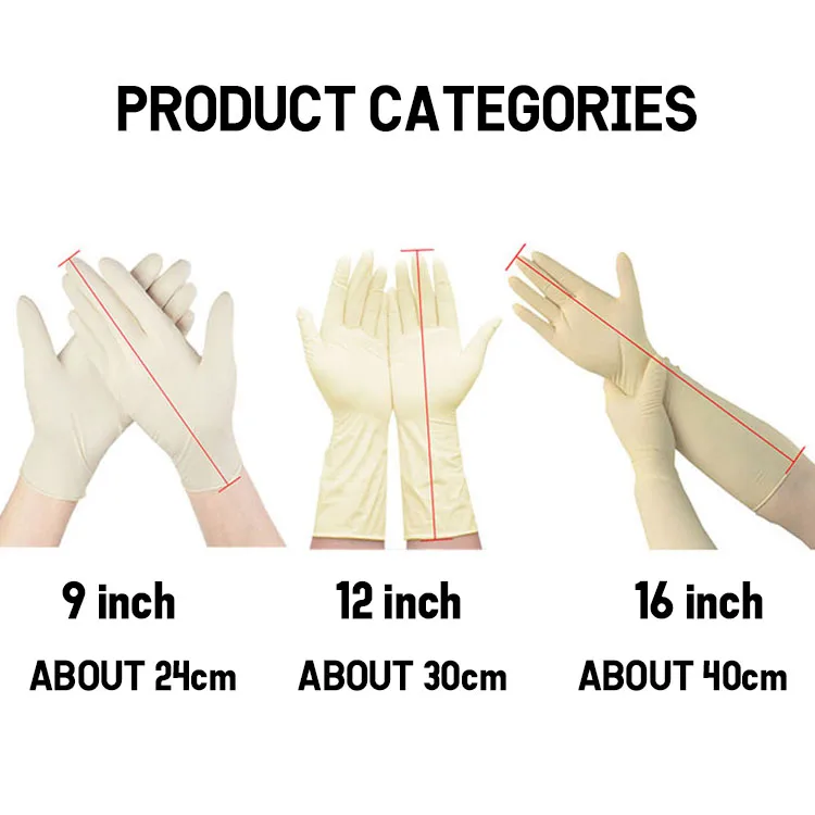 China Manufactures Guantes de Latex Cajas 100 pcs glives Household Natural Latex Gloves Powder Free Guantes de Latex Blancos