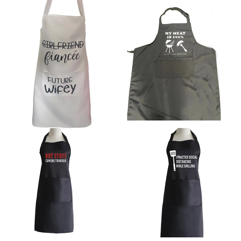 Kitchen Crafting BBQ Drawing Machine Washable Bib Aprons for Women with Pockets
