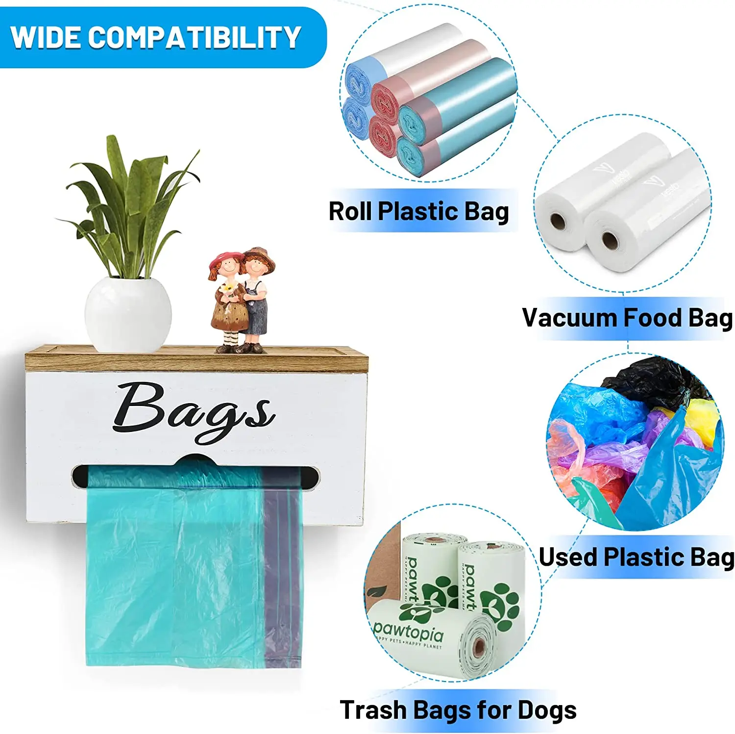 Hot Selling Trash bag dispenser holder and Wall Mounted Garbage Bag Dispenser Home and Kitchen Organization