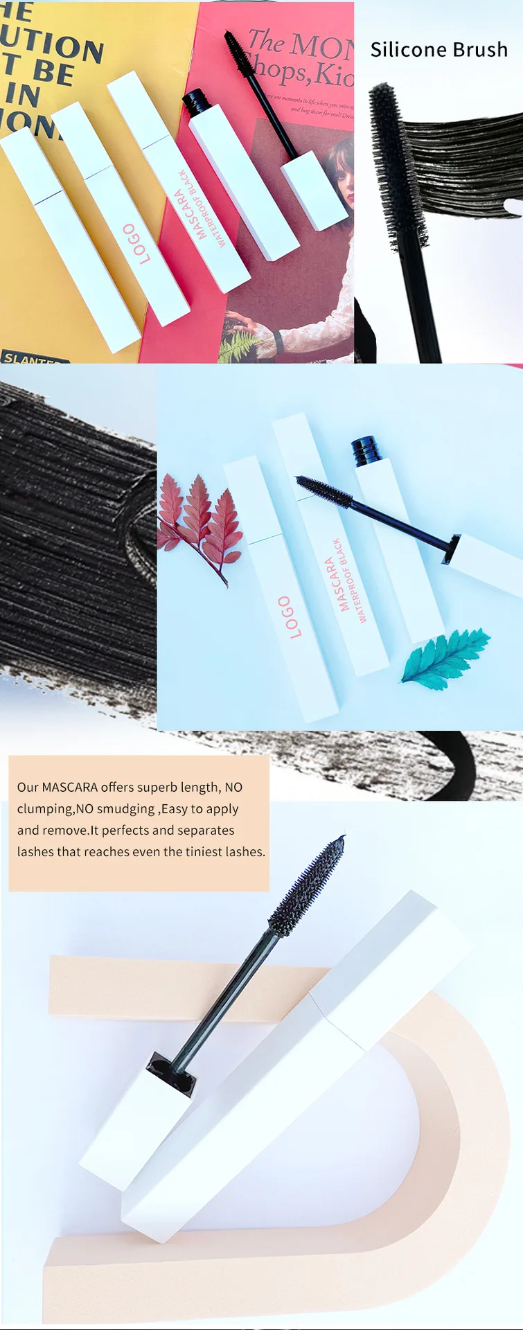 high definition Volume Extension Waterproof mascara Customized private label waterproof super lasting mascara