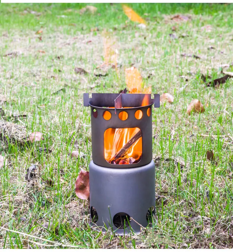 Wholesale Portable Outdoor Biomass Burning Pellet Camping Backpacking Titanium Wood Stove