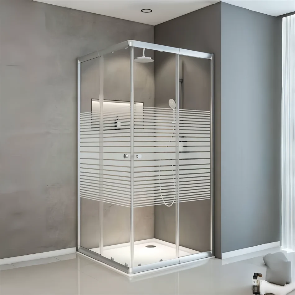 Oumeiga frame door for shower cubicle 760mm corner entry shower enclosures chrome profile