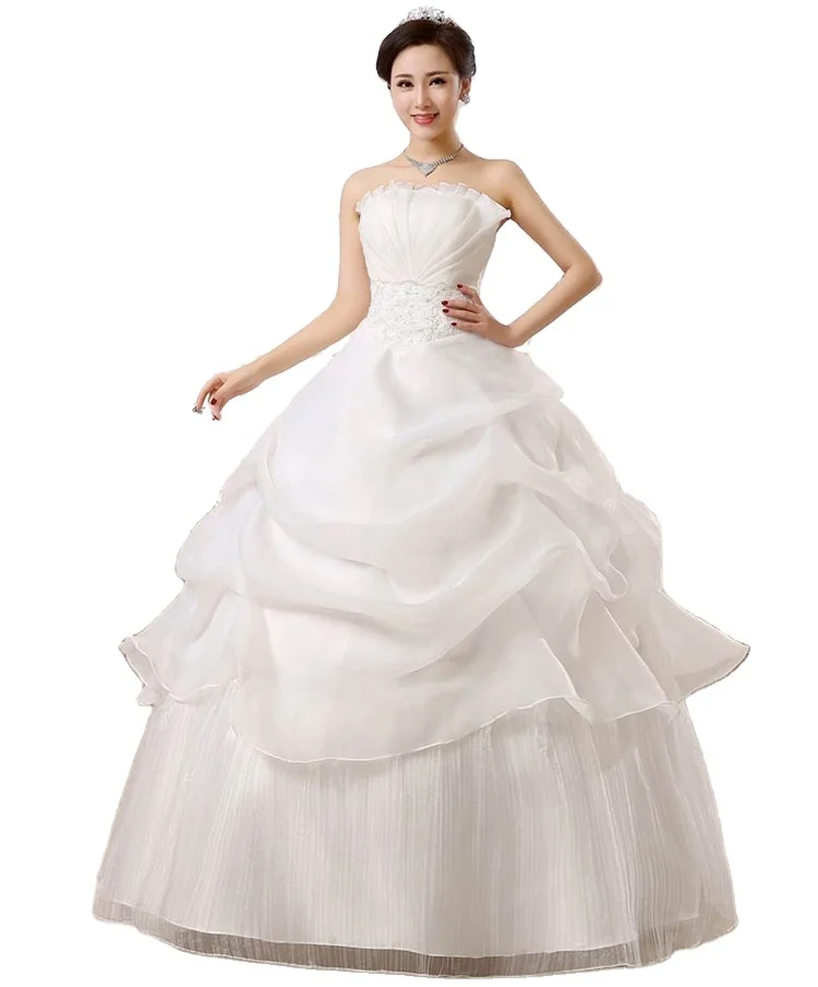 Женское свадебное платье без бретелек с открытой спиной