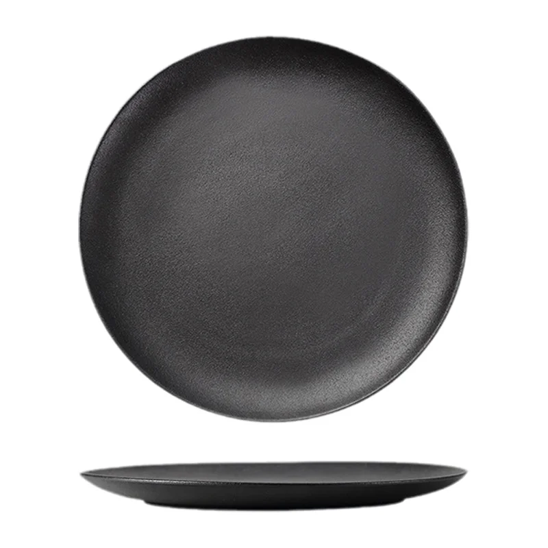 Black Dinner Plate Cartoon  Design Korean Style Logo Royal Porcelain Dishes Japanese Plate Ceramic