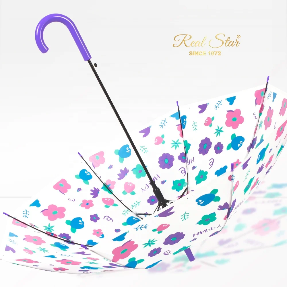 RST brand Ningbo/Guangzhou/Shanghai port clear poe umbrella fashion plastic flower young girl umbrella