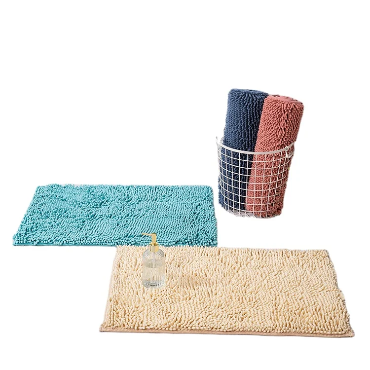 Wholesale Good Feedback Non Slip Shaggy Chenille Bath Mat for Bathroom Rug Microfiber Water Absorbent Bath mat