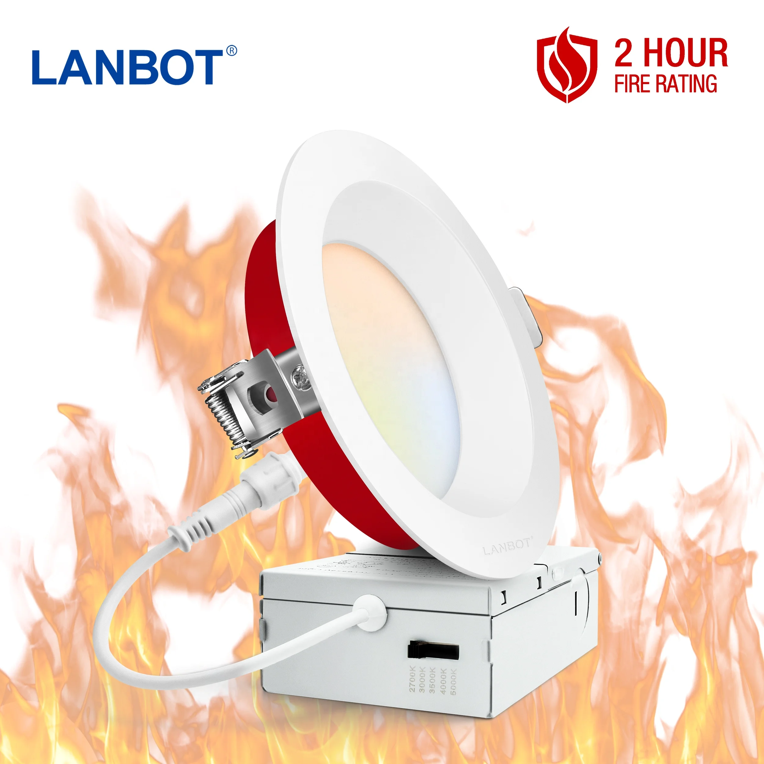 LANBOT ETL 2 Hours Fire Rated 4 inch Round Square Recessed Regressed LED Downlight LED Panel Light For USA market