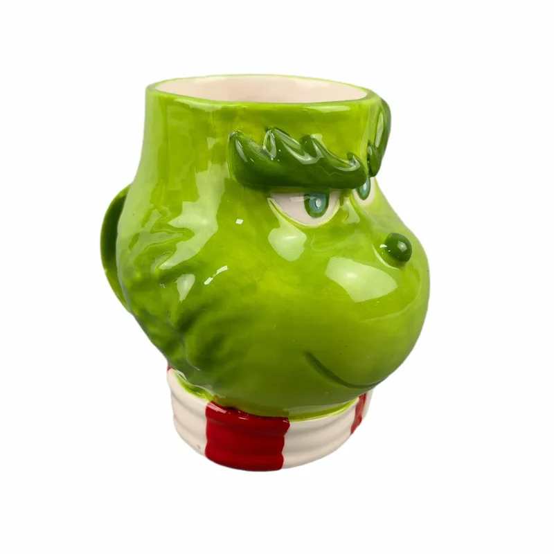 Оптовая продажа ручная работа милые аниме 3d Мультяшные кофейные кружки OEM 3D скульптурная керамическая кофейная кружка Grinch Mug