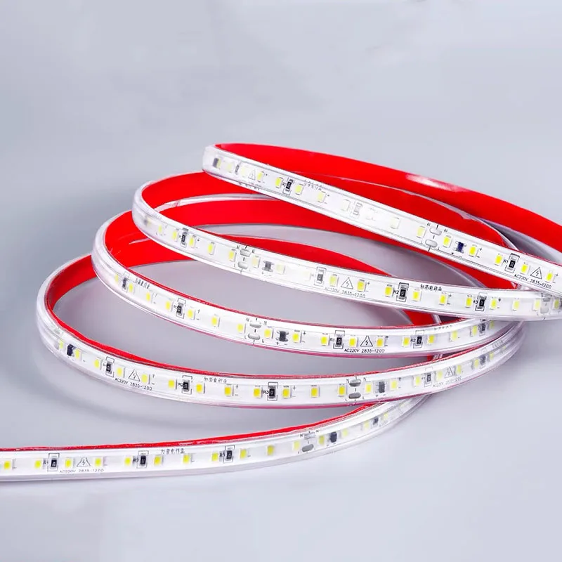 220v light strip led ultra-thin self-adhesive high voltage soft 10 cm cut 120 lamp beads per meter linear light strip