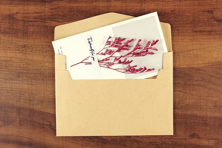 Custom Wedding Invitation Fancy Kraft Paper Foil Envelopes with Card
