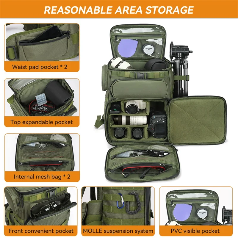 High Quality Professional Camera Travel Tactical Photography Bag with Dividers Waterproof Dslr Camera Backpack Bag