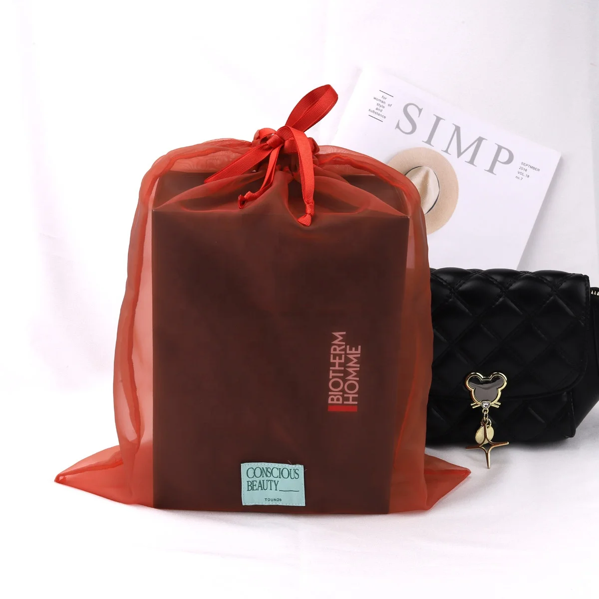 Custom Logo Printing Organza Wedding Favor Christmas Gift Packaging Bag Drawstring Luxury Organza Jewelry Pouch