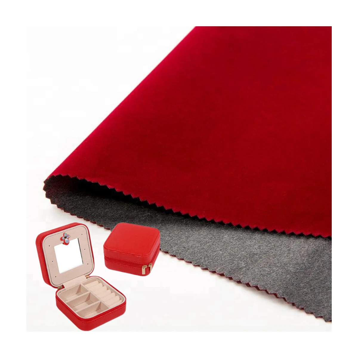 Customized 100% polyester panne flocked material printed embossed flock velvet for gift box