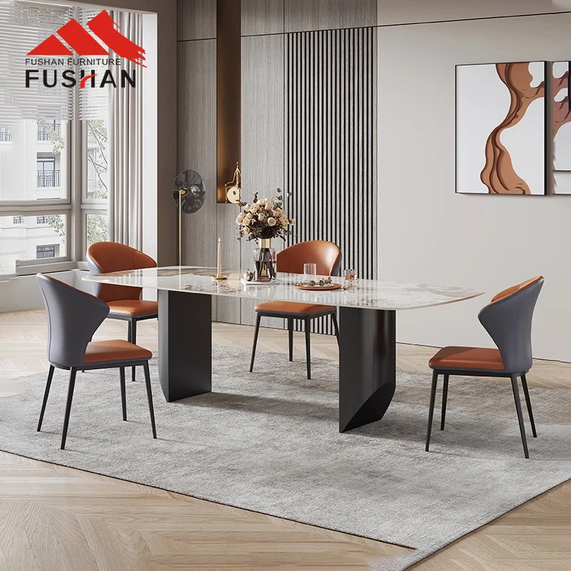 wholesale modern restaurant metal frame leather upholstered dining room chair