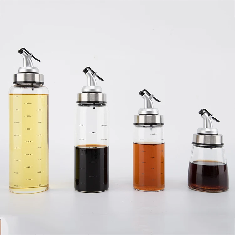 300ml  high quality Glass Sauce Dispenser 500ml borosilicate glass oil pot bottle with Pourer Tall Vinegar Dispenser