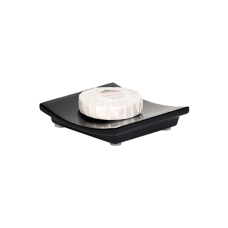 Bathroom Amenities Holder OEM And OEM Welcome Senior Marriott Hotel Used Square Shape Resin Glossy Black  Soap Dish