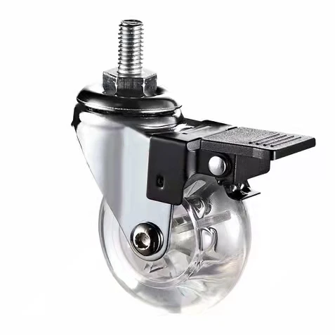 Thread Stem 1.5 inch Furniture PU Brake Wheel Caster