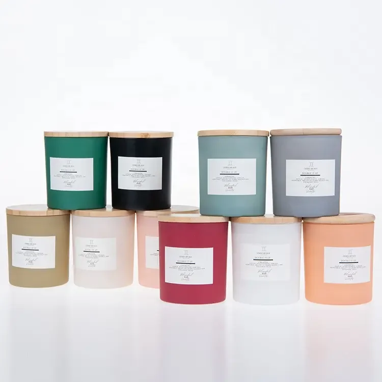 Party decoration: Custom wholesale of high-quality machine blown frosted matte glass candle jars with lid crystal candle