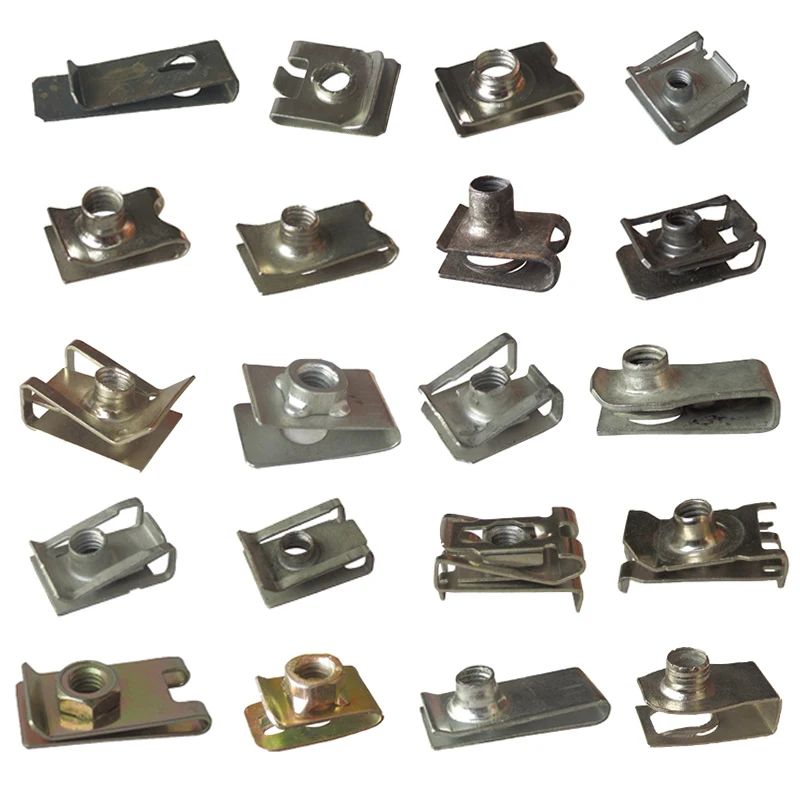 Auto Spring Metal Clip Auto Fastener Clips Iron Nuts Car Door Panel Spire Screw Base U-Type Clips