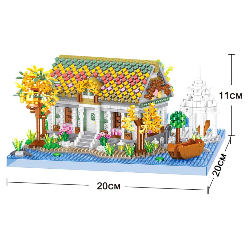 NEW Valley Cabin Building Blocks DIY Cottage house Building Blocks Set Mini Creative Street View Model Children Assembly Toys