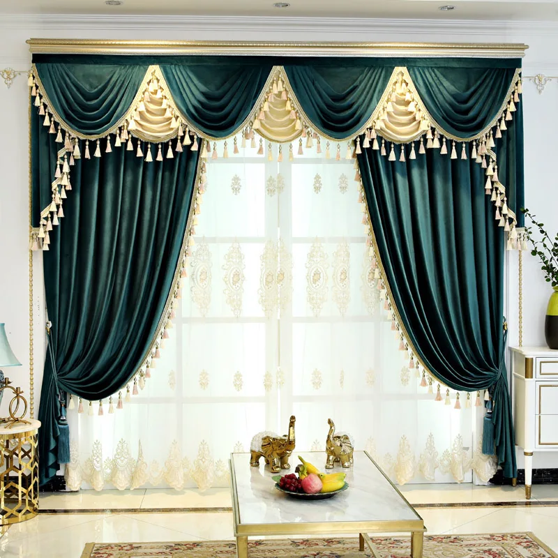 Red Purple Blue Velvet Curtains With Valance For Bedroom For The House Luxury Living Room Drapes