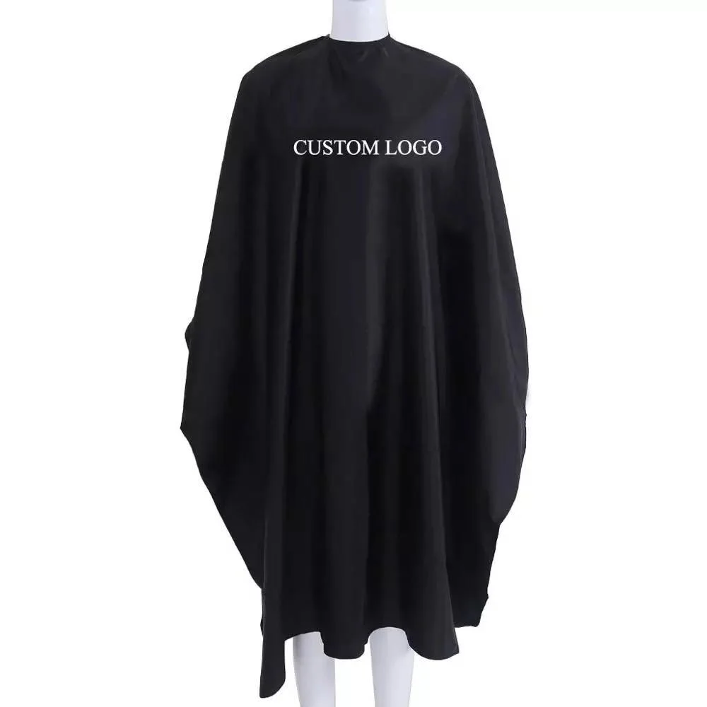 Wholesale Custom Logo Black Waterproof Hair Salon Shawl Haircutting Shawl Hairdressing Cape For Barber Shop