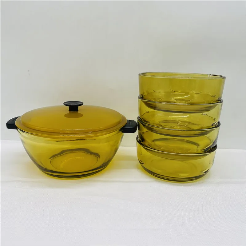 factory outletFactory  price Hot sale 5-piece set of glass bowls and plates Salad fruit glass bowl  Kitchen glass tableware