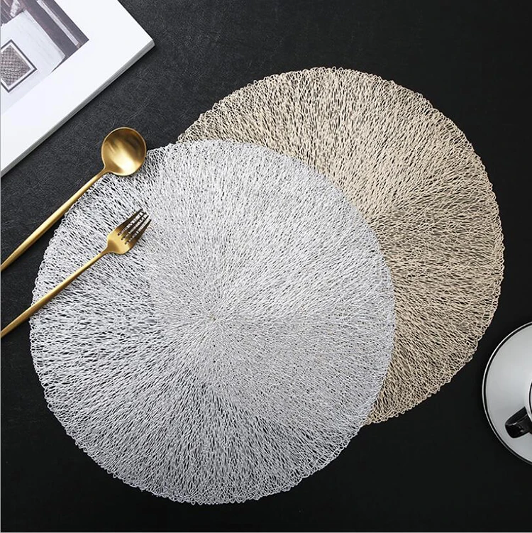 Silver metallic PVC plastic dinning table placemat