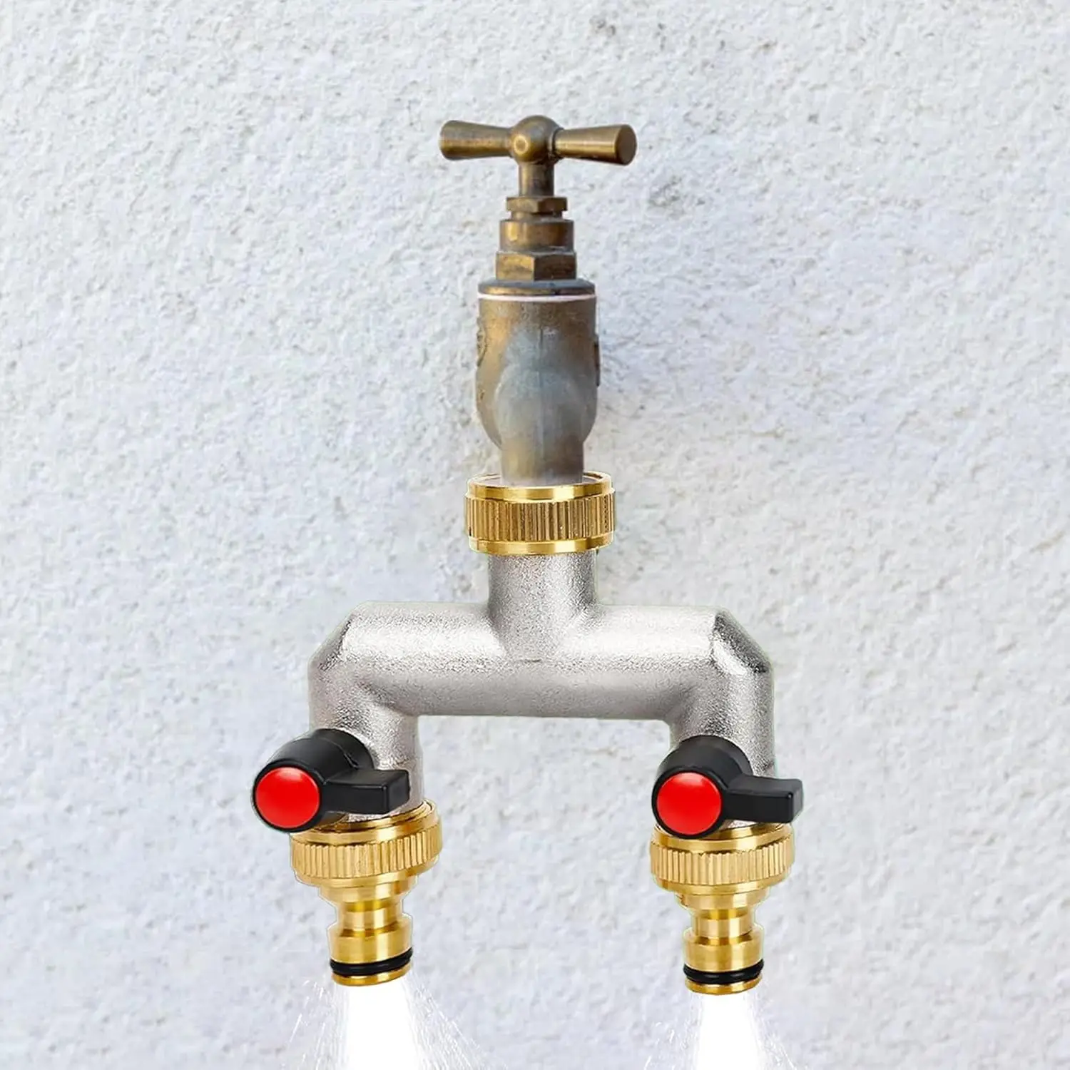 Lexia 3/4 2 Way 3 Way Brass Garden Hose Fitting Tap Faucet Splitter Garden Water Hose Connector