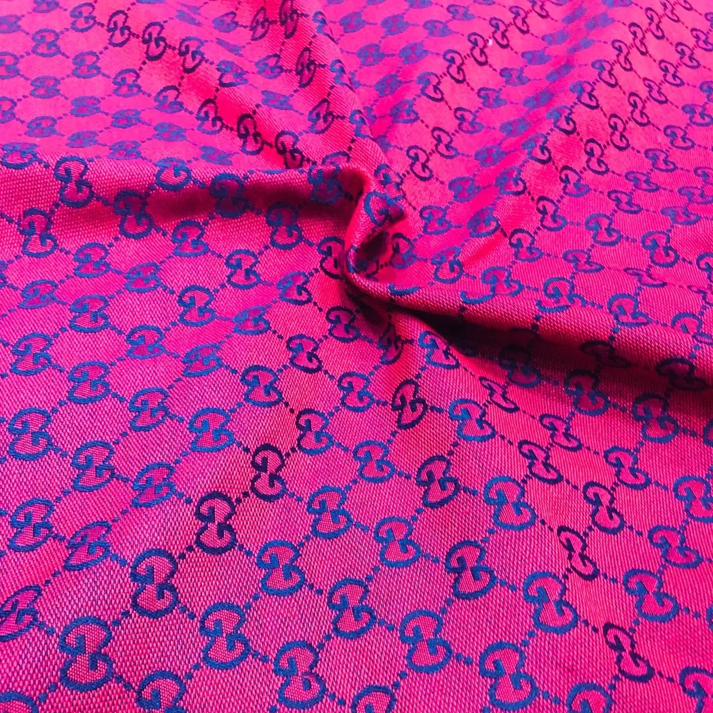 Six Color English Letter Yarn-Dyed High Density Large Jacquard GG Double G Cool Hat Logo Ancient Pool Bag Fabric