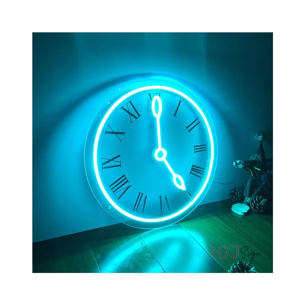 Foreign Trade Supplier Home Bar Led Neon Signboard Clock Modeling Light Room Bedroom Creative Neon Decorative Light