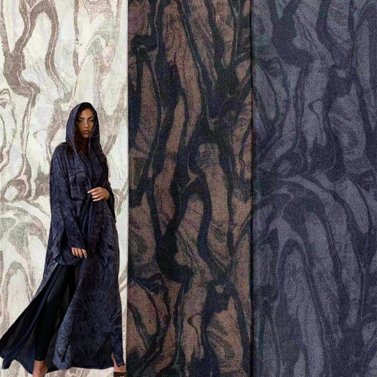 OEM ODM Middle East scarf sheilas Hijab Headscarf Veil fabric black and white marble digitally printed dress abaya crepe fabric