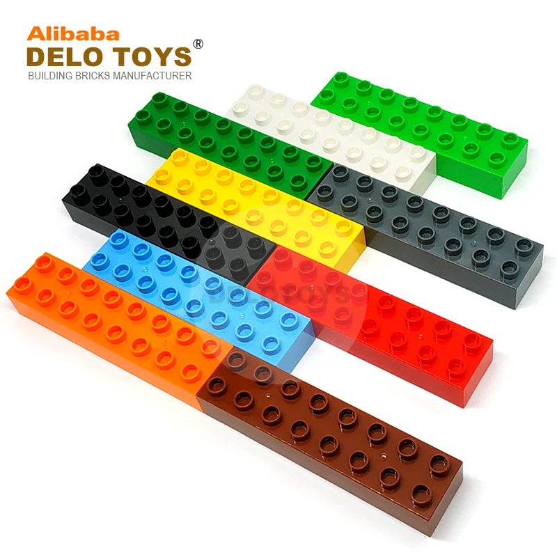 DELO TOYS  ( 12 Colors )  China marketplace construction blocks toy OEM  2 x 8  Plastic Building brick block 2*8  (JC005)