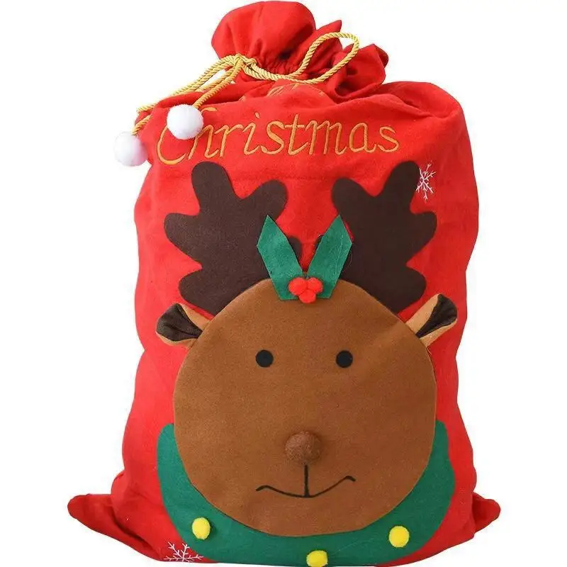 100% Cotton Drawstring Bag Santa Sacks Wholesale Christmas Fabric