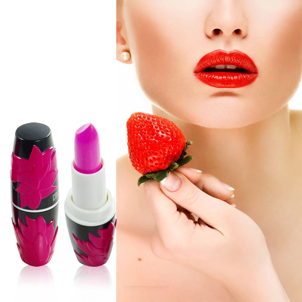 OEM Brand Quality High Pigment Vegan Lipstick With Embossed Flower Tube Private Label Gloss Waterproof Lipstick