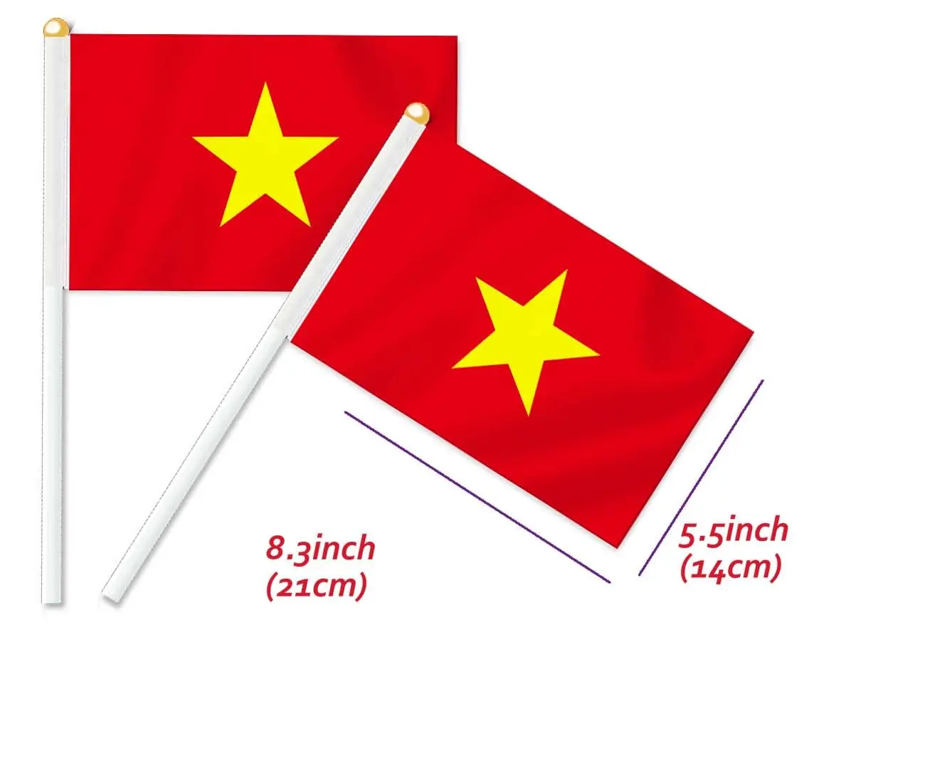 Custom Polyester  High Quality  Supporter waving Hand held Flag