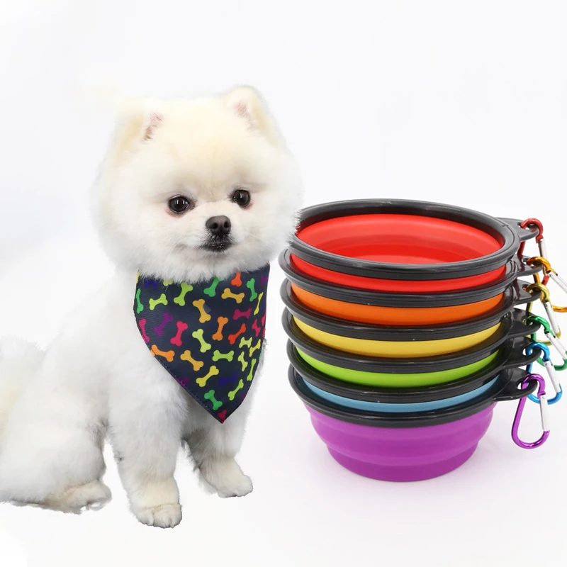 Manufacture Customize Logo Portable Foldable Dog Bowl Food Water Feeding Silicone TPE Collapsible Pet Bowl