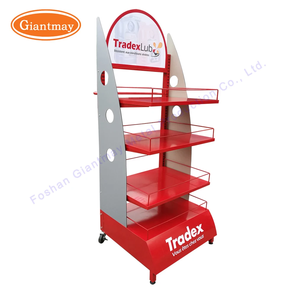 Retail store floor standing car auto heavy duty metal display advertising battery stands rack
