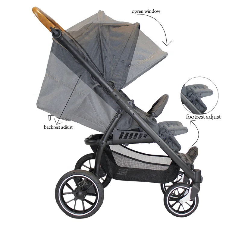 
3 in 1 aluminium alloy baby carriage stroller leather baby carriage 