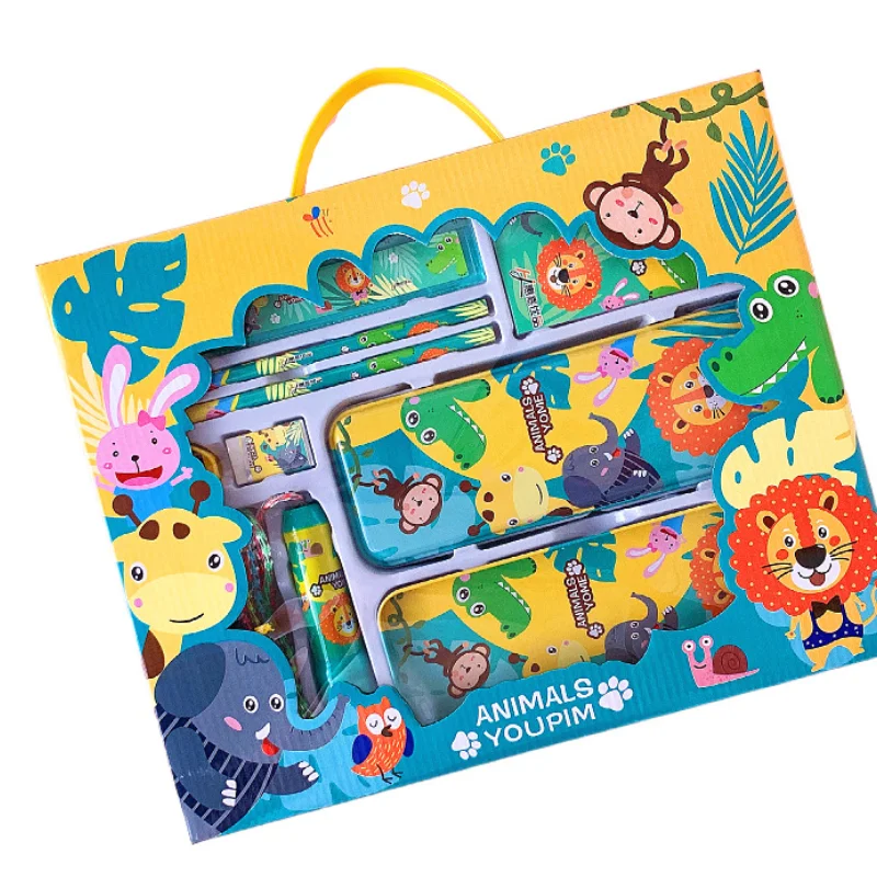 Children portable  school supplies stationery set with handles gift