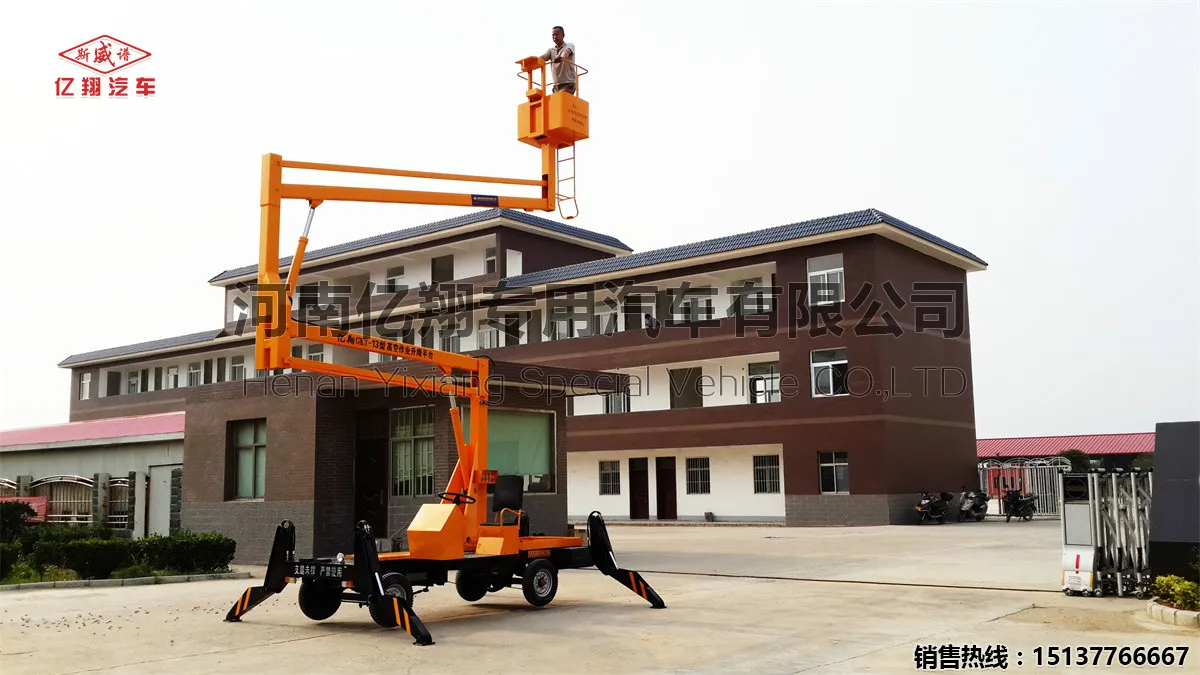Portable Electric-Powered High-Altitude Work Platform with Long Arm Mobile Service Equipment for Fuel Station Application