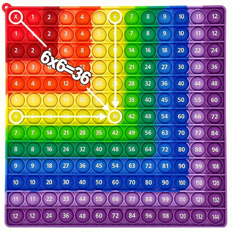12x12 Multiplication  Push Pop Games, Silicone Math Toys Manipulative Stationery School Supplies Fidget Pop Toys For Kids