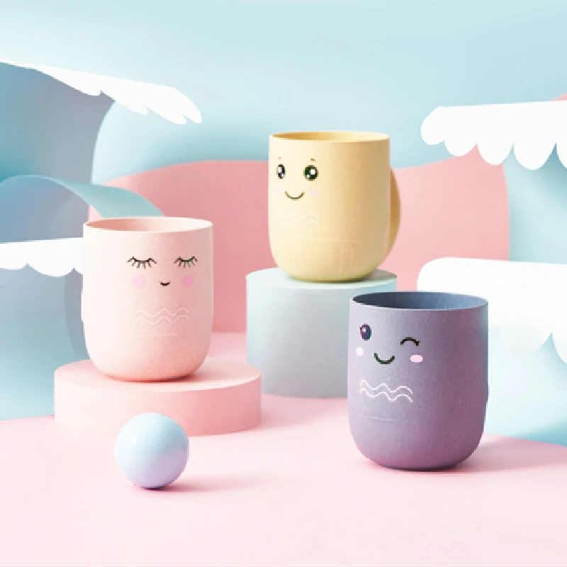 Милая детская чашка из пшеничной соломы с рисунком для полоскания рта