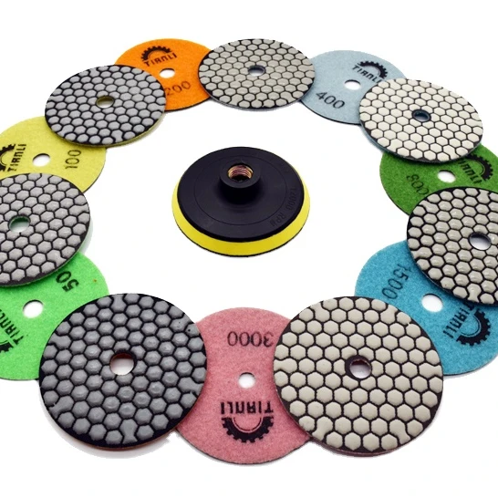 4Inch Dry Polishing Pads Flexible Diamond Resin 7 Steps Polishing Pads for Granite Marble Stone Quartz Polishing Pads